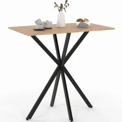 Table haute mange debout recangulaire bois et métal noir pied araignée 100 cm*IDMarket Discount