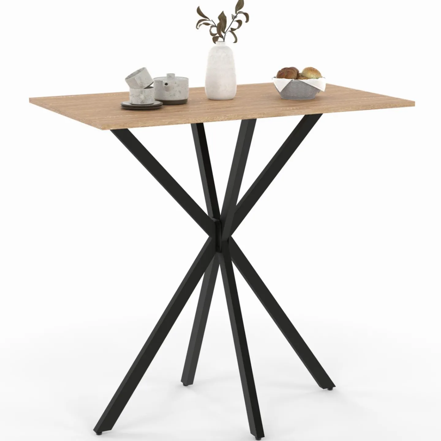 Table haute mange debout recangulaire bois et métal noir pied araignée 100 cm*IDMarket Discount