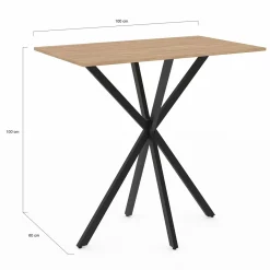 Table haute mange debout recangulaire bois et métal noir pied araignée 100 cm*IDMarket Discount