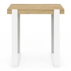 Table haute mange-debout blanc et bois 90 cm*IDMarket