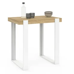Table haute mange-debout blanc et bois 90 cm*IDMarket