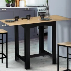 Table haute mange-debout extensible noire et bois*IDMarket Hot