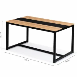Table industrielle bois et métal 6 personnes 120 cm*IDMarket Clearance