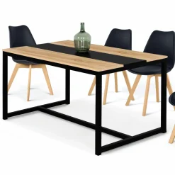Table industrielle bois et métal 8 personnes 150 cm*IDMarket Discount