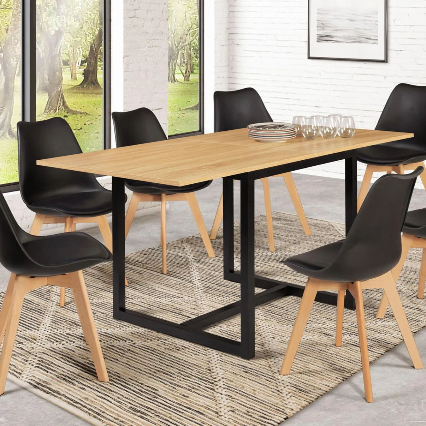 Table industrielle extensible 6-8 personnes 160 cm*IDMarket Hot