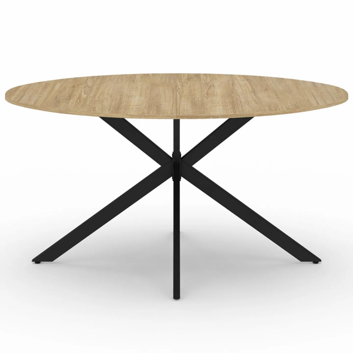 Table industrielle 8 personnes ovale bois et pied araignée noir 150 cm*IDMarket