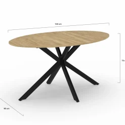 Table industrielle 8 personnes ovale bois et pied araignée noir 150 cm*IDMarket