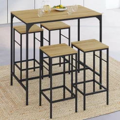 Table mange debout style industriel avec tabourets*IDMarket