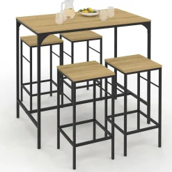 Table mange debout style industriel avec tabourets*IDMarket