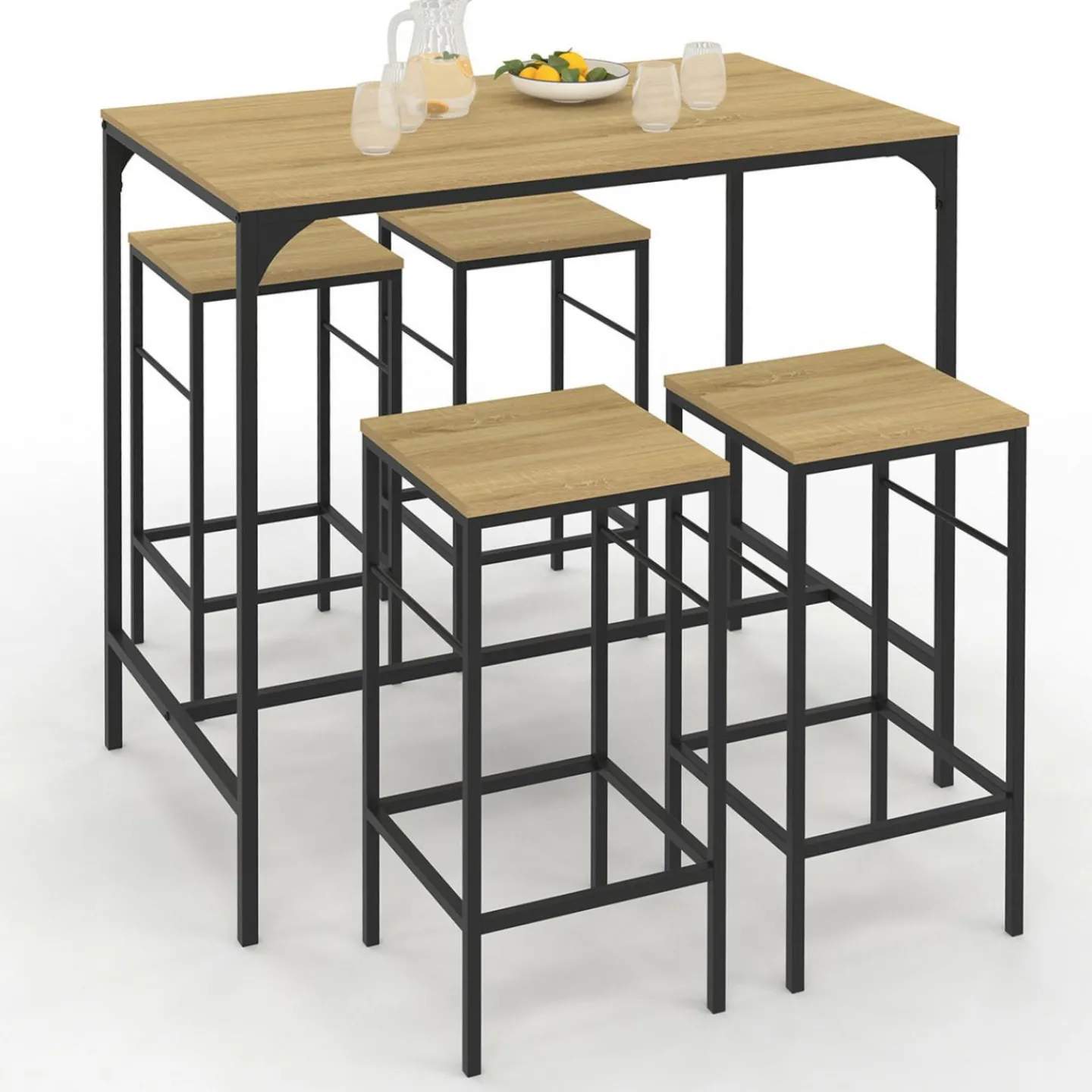 Table mange debout style industriel avec tabourets*IDMarket
