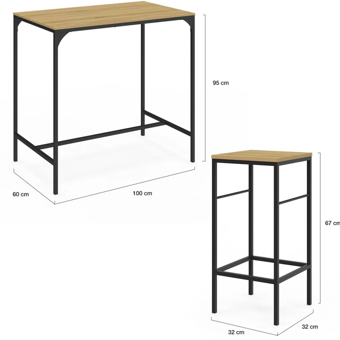 Table mange debout style industriel avec tabourets*IDMarket