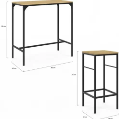 Table mange-debout style industriel avec 2 tabourets*IDMarket New