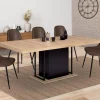 Table pied central extensible noir et bois façon hêtre*IDMarket Clearance