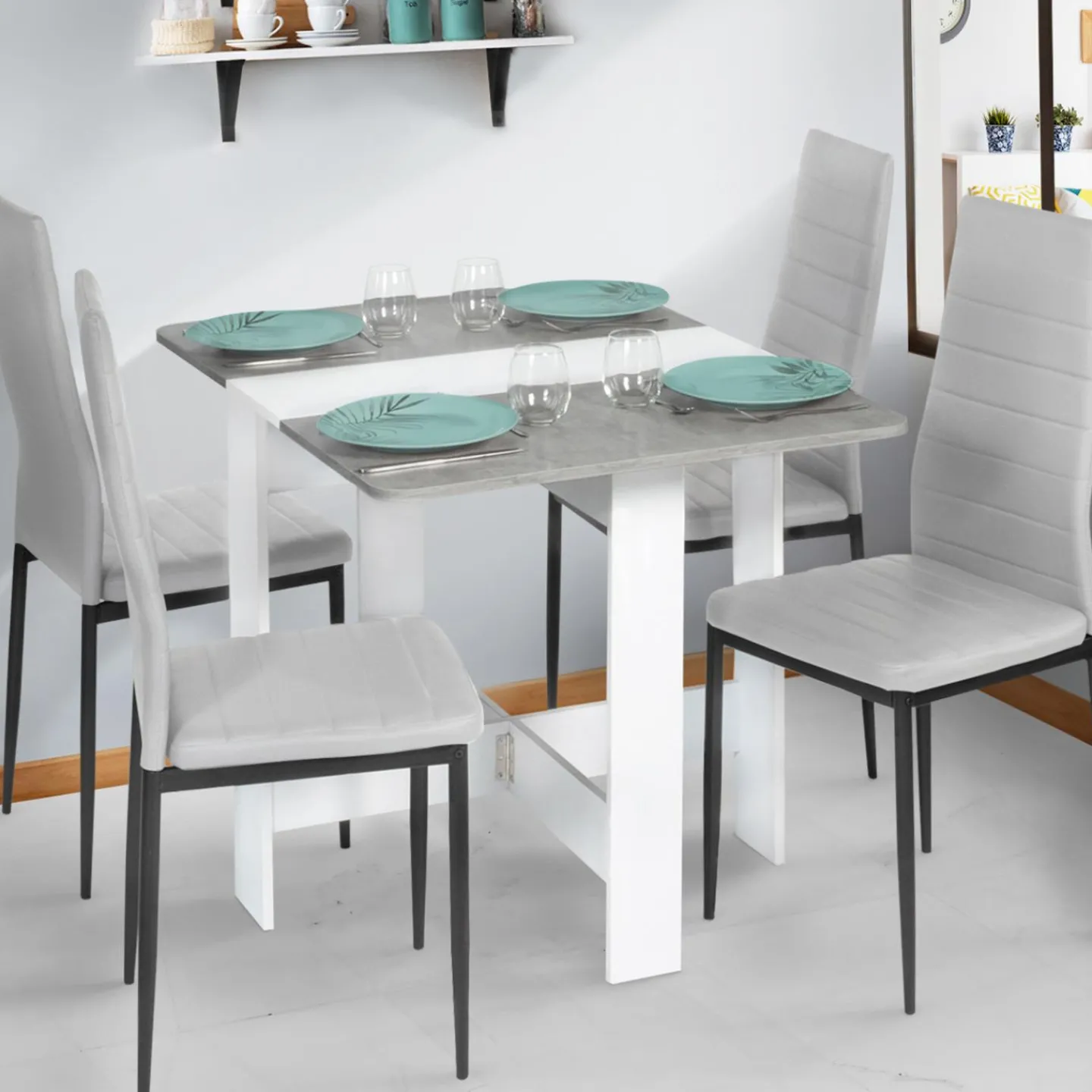 Table pliante design blanche et grise*IDMarket Sale