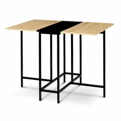 Table pliante industrielle bois et métal noir 2-4 personnes*IDMarket