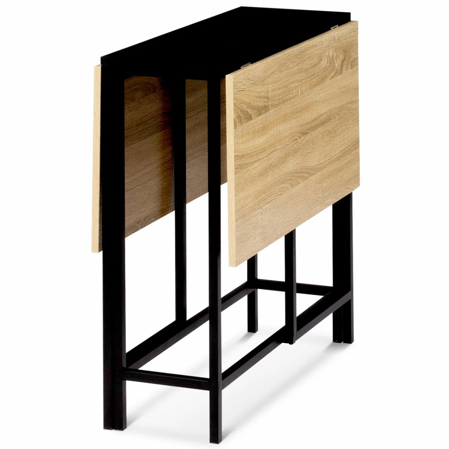 Table pliante industrielle bois et métal noir 2-4 personnes*IDMarket