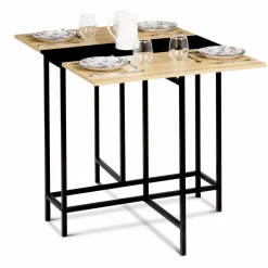 Table pliante industrielle bois et métal noir 2-4 personnes*IDMarket