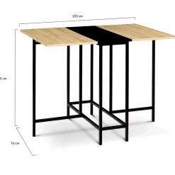 Table pliante industrielle bois et métal noir 2-4 personnes*IDMarket