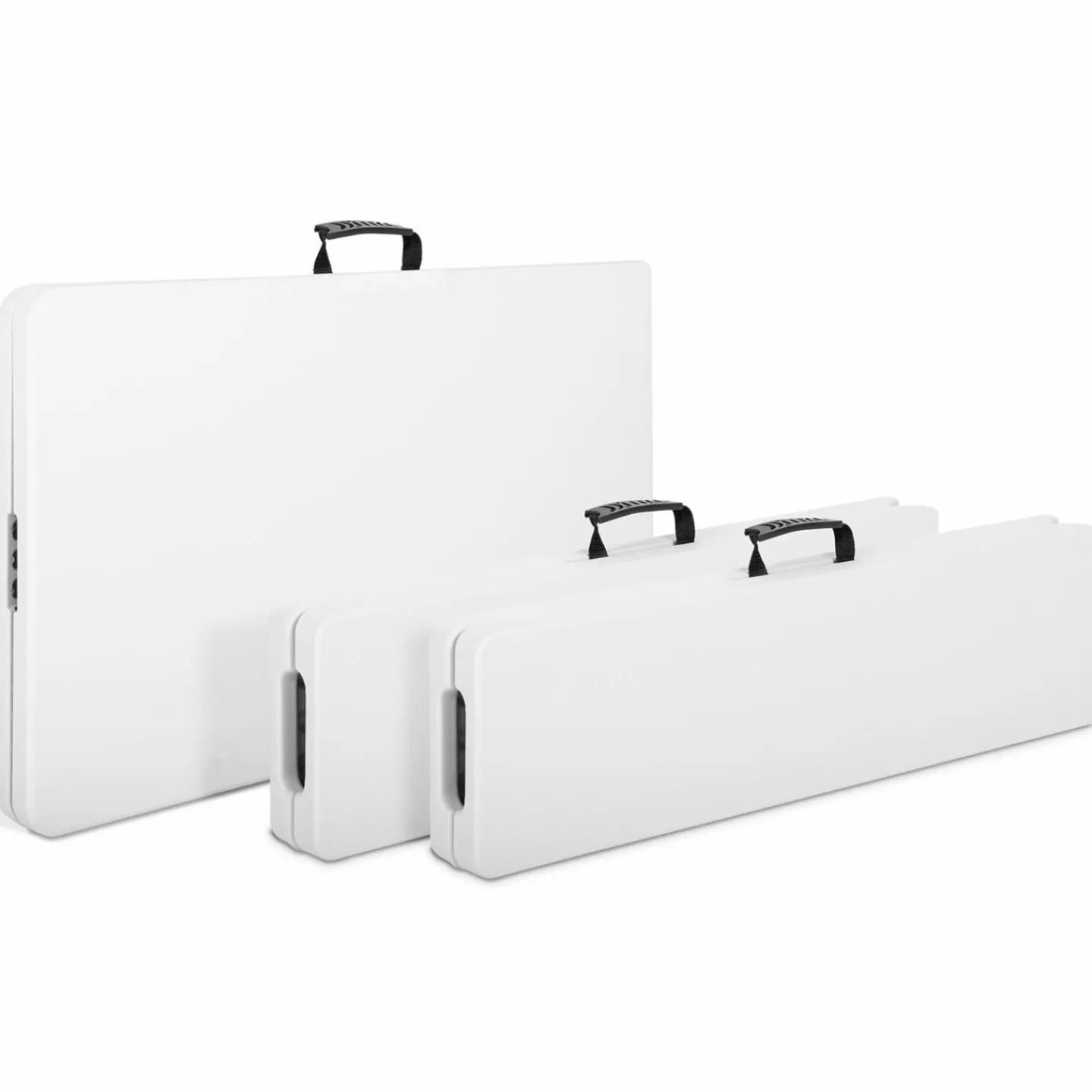 Table pliante portable blanche 1m80 et 2 bancs pliables*IDMarket Best