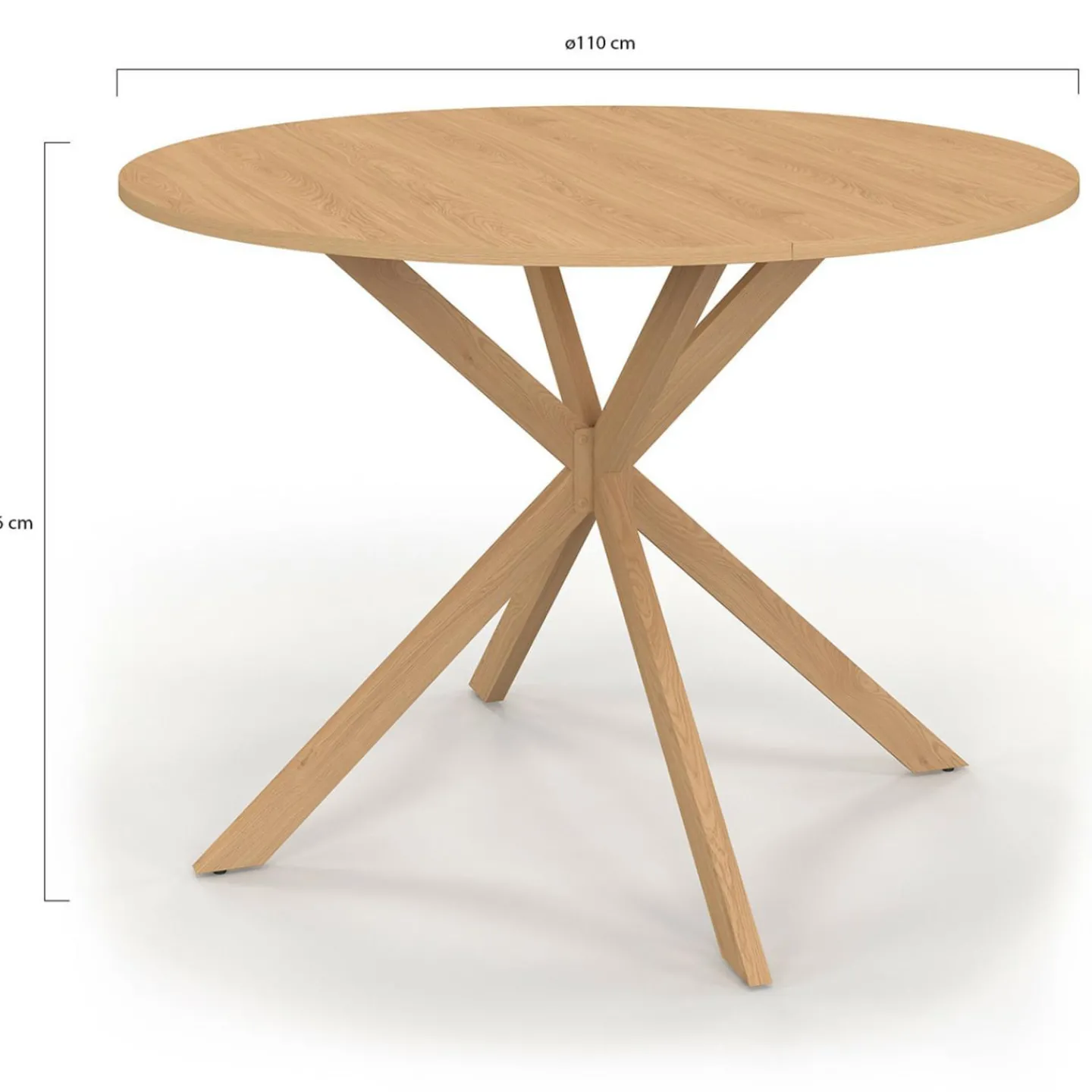 Table ronde 6 personnes bois effet hêtre 6 personnes 110 cm pied araignée*IDMarket