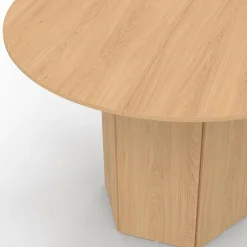 Table ronde 6 personnes bois effet hêtre 110 cm pied hexagonal*IDMarket Best