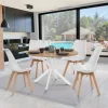 Table ronde bois et blanche 6 personnes industrielle*IDMarket Outlet