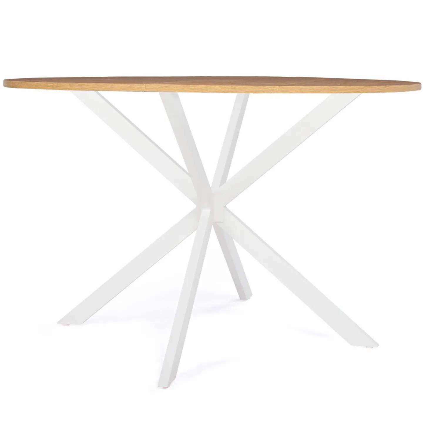 Table ronde bois et blanche 6 personnes industrielle*IDMarket Outlet