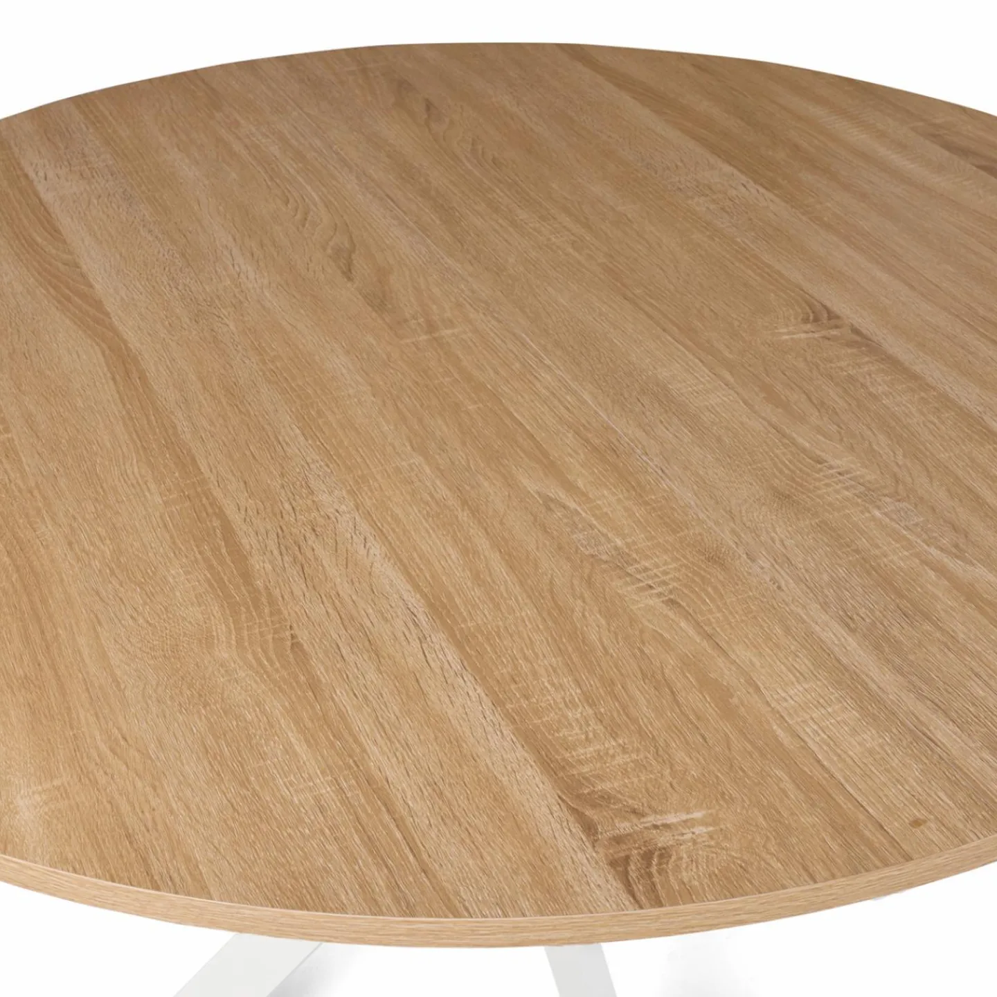Table ronde bois et blanche 6 personnes industrielle*IDMarket Outlet