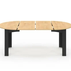 Table ronde extensible 110-200 cm 4-10 personnes plateau façon hêtre pieds noirs*IDMarket Sale