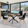 Table ronde noir et bois 4-6 personnes 110cm pied araignée*IDMarket Best