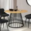 Table ronde pied filaire bois et noir 6 personnes*IDMarket Hot