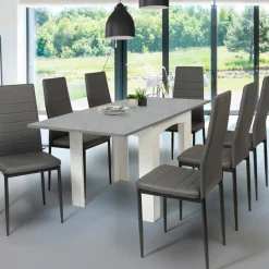 Table salle à manger extensible façon béton ciré*IDMarket Best