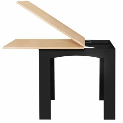 Table salle à manger extensible noire plateau façon hêtre*IDMarket Best