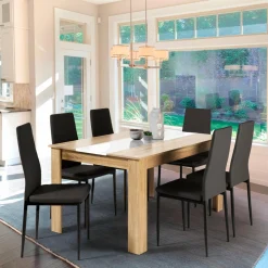 Table salle à manger moderne imitation hêtre et blanc*IDMarket Hot