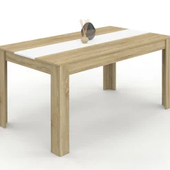 Table salle à manger moderne 160 cm imitation hêtre et blanc*IDMarket Best