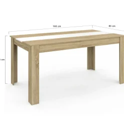 Table salle à manger moderne 160 cm imitation hêtre et blanc*IDMarket Best