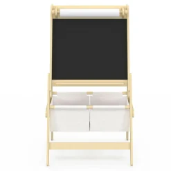 Tableau enfant 3 en 1 chevalet double face avec rouleau de papier et 2 paniers de rangement*IDMarket