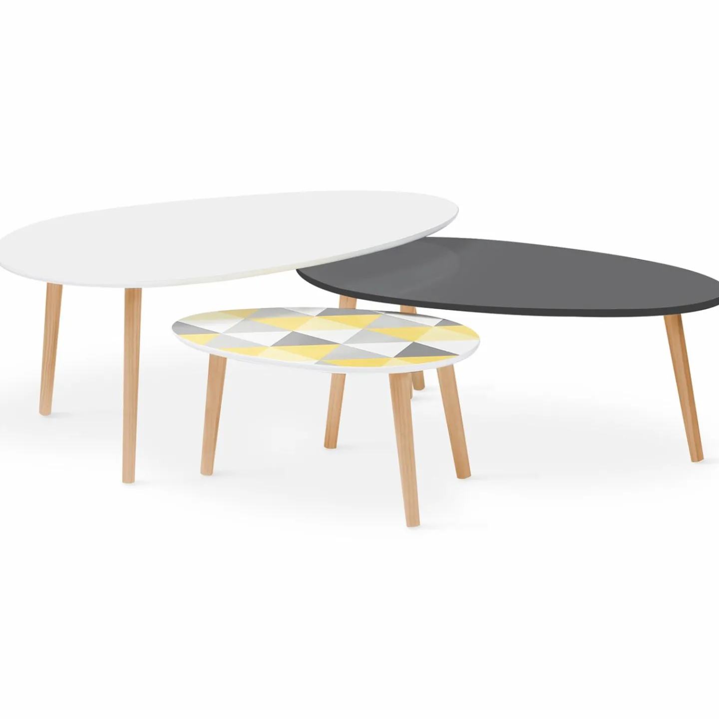 Tables basses de salon gigognes scandinaves ovales*IDMarket Online