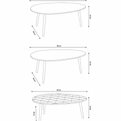 Tables basses de salon gigognes scandinaves ovales*IDMarket Online