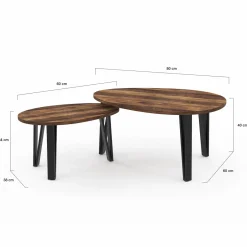 Tables basses gigognes bois et pied noir*IDMarket