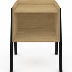 Tables de chevet 1 niche bois et pieds métal noir - lot de 2*IDMarket Sale