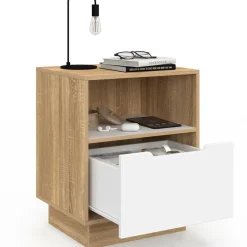 Tables de chevet 1 tiroir blanc hêtre*IDMarket Sale
