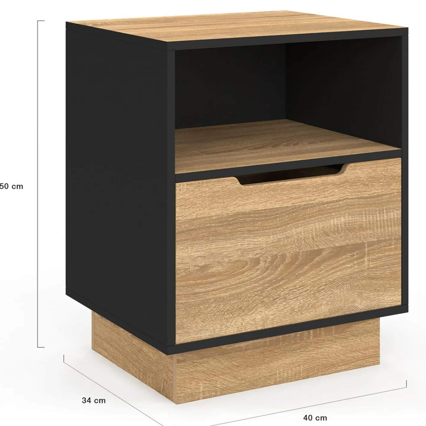 Tables de chevet 1 tiroir hêtre noir*IDMarket Outlet