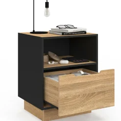 Tables de chevet 1 tiroir hêtre noir*IDMarket Outlet