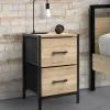 Tables de chevet 2 tiroirs en tissu style industriel - lot de 2*IDMarket New