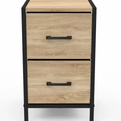 Tables de chevet 2 tiroirs en tissu style industriel - lot de 2*IDMarket New