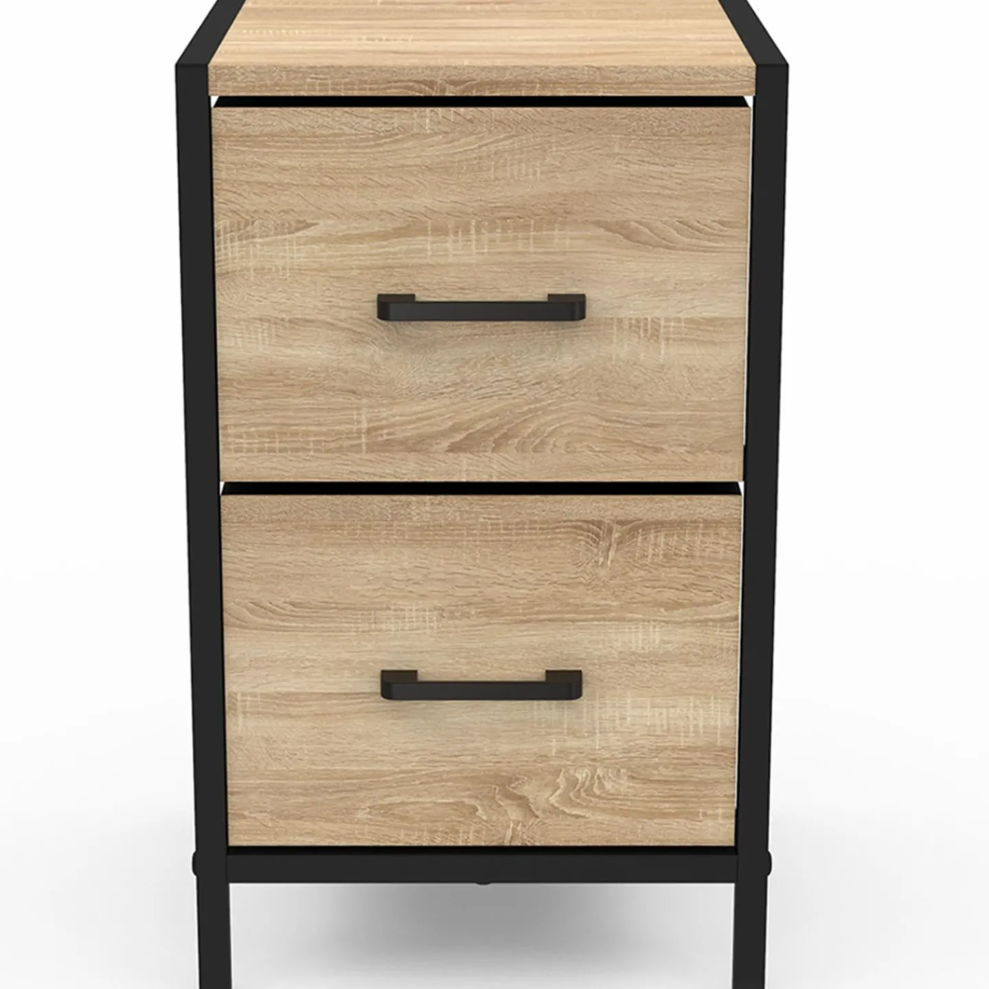 Tables de chevet 2 tiroirs en tissu style industriel - lot de 2*IDMarket New