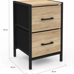 Tables de chevet 2 tiroirs en tissu style industriel - lot de 2*IDMarket New