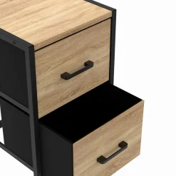 Tables de chevet 2 tiroirs en tissu style industriel - lot de 2*IDMarket New