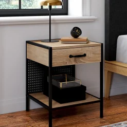 Tables de chevet acier perforé avec 1 tiroir design industriel*IDMarket Best